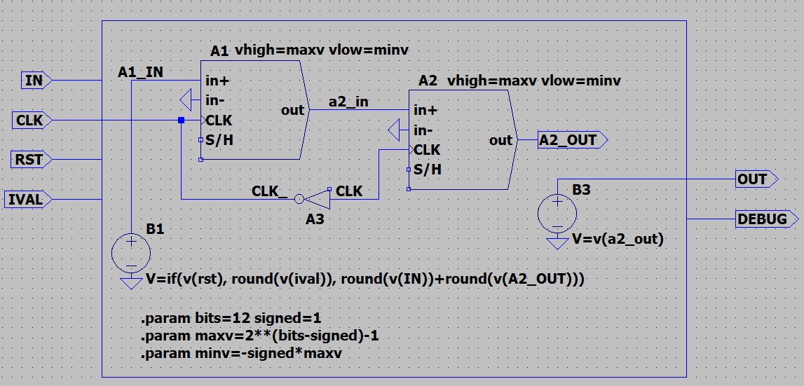 LTSPICE integrator schematic