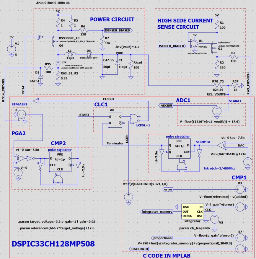 Hysteretic current mode converter LTspice