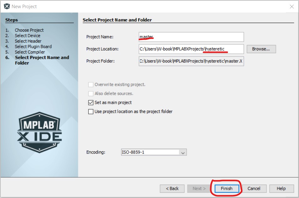 MPLAB Select Project Name and Folder