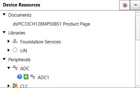 MPLAB MCC Device Resources ADC1